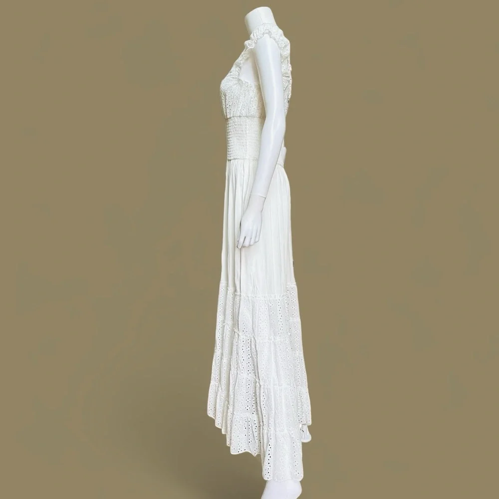 Solitaire Swim White Eyelet Maxi Tiered Dress, NWT, M - Picture 6 of 15